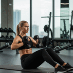Abs training with dumbbells