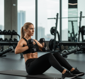 Abs training with dumbbells